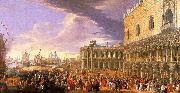 Luca Carlevaris Entry of the Earl of Manchester into the Doge's Palace Spain oil painting reproduction